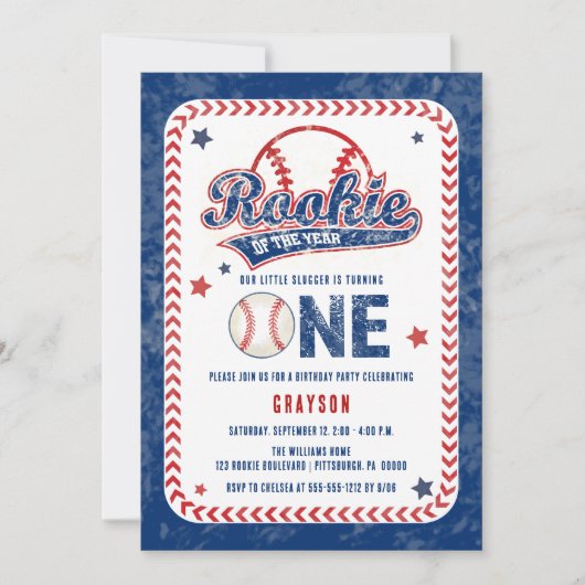 Honkbal Rookie van het Jaar 1e Verjaardagsfeest Kaart (Voorkant)