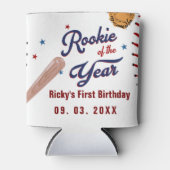 Honkbal Rookie van het Jaar Baseball 1e verjaardag Blikjeskoeler (Voorkant)