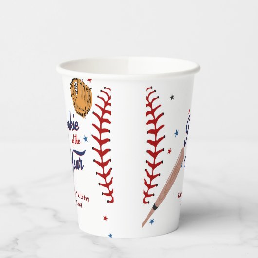 Honkbal Rookie van het Jaar Baseball 1e verjaardag Papieren Bekers (Links)