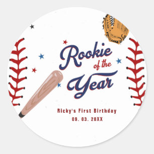 Honkbal Rookie van het Jaar Baseball 1e verjaardag Ronde Sticker