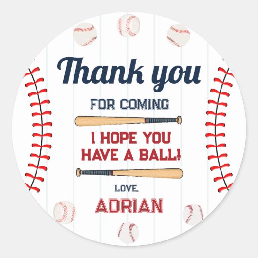 Honkbal Rookie van het jaar verjaardag Favor Ronde Sticker (Voorkant)