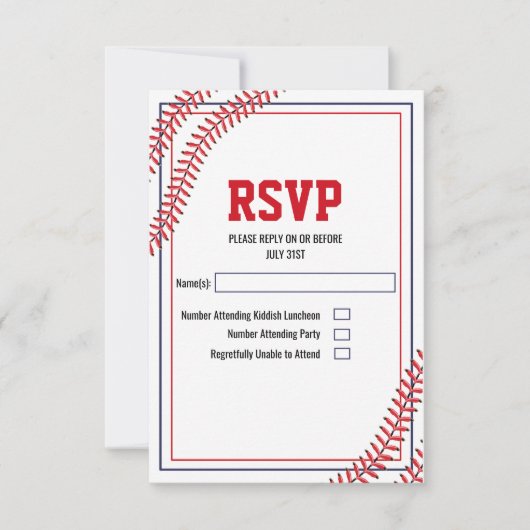 Honkbal RSVP-kaart RSVP Kaartje (Voorkant)