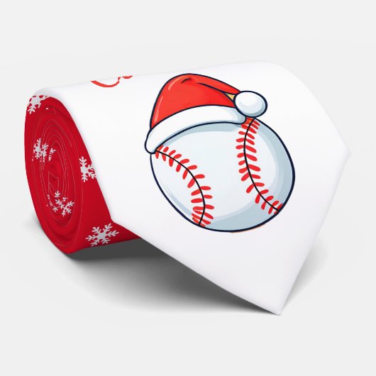 Honkbal Santa Hat Coach Kerstmis Stropdas (Opgerold)