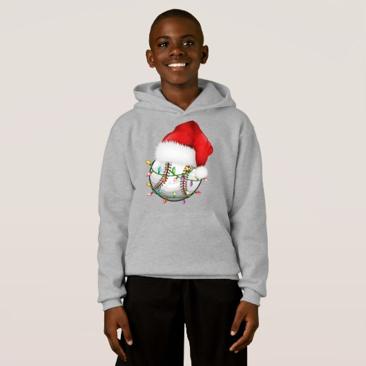 Honkbal Santa Hat Hoodie (Voorkant volledig)