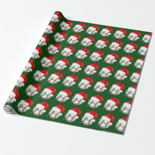 Honkbal Santa Hoed Wrapping Papier (Uitgerold)
