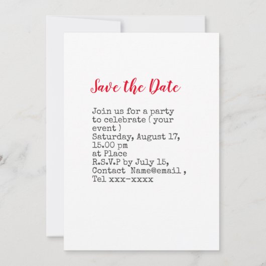 Honkbal save de datum voor het feest kaart (Achterkant)