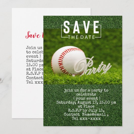 Honkbal save de datum voor het feest kaart (Voorkant / Achterkant)