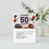 Honkbal save the date 50ste verpartij briefkaart (Staand voorkant)