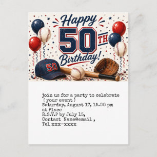 Honkbal save the date 50ste verpartij briefkaart