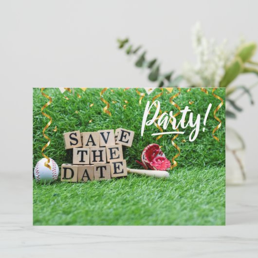 Honkbal save the date Feest  Kaart (Staand voorkant)