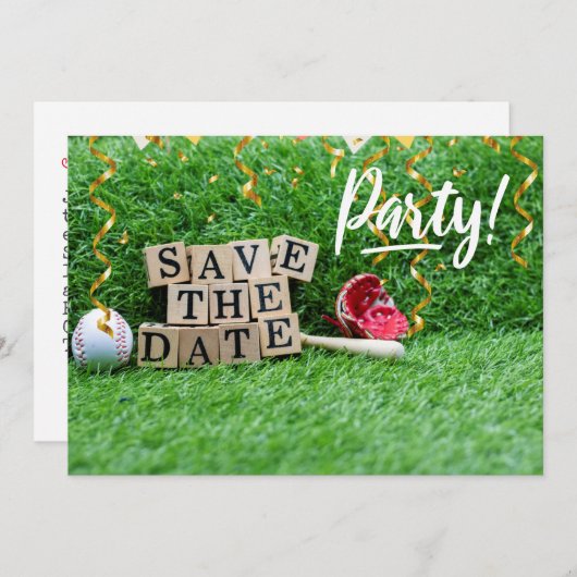 Honkbal save the date Feest Kaart (Voorkant / Achterkant)