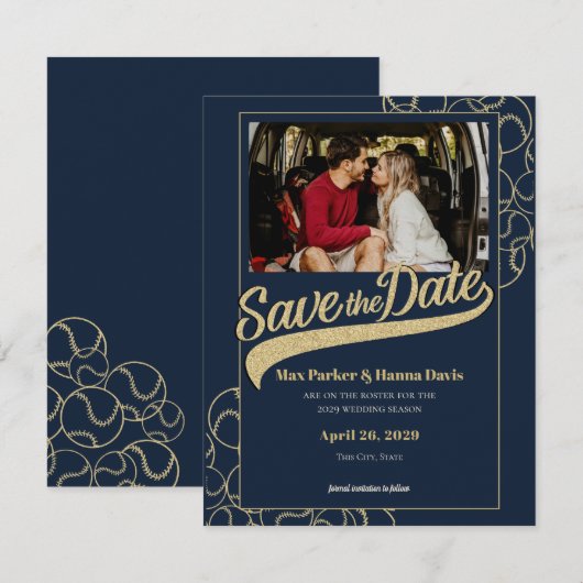 Honkbal save the date met foto (Voorkant / Achterkant)