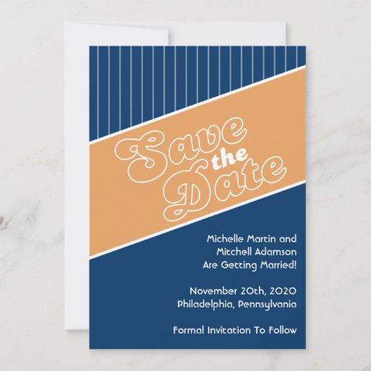 Honkbal Save The Date (Oranje/Marineblauw) Kaart (Voorkant)