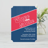 Honkbal Save-the-Date (Rood / Marineblauw) Kaart (Staand voorkant)