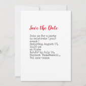 Honkbal save the date voor feest kaart (Achterkant)