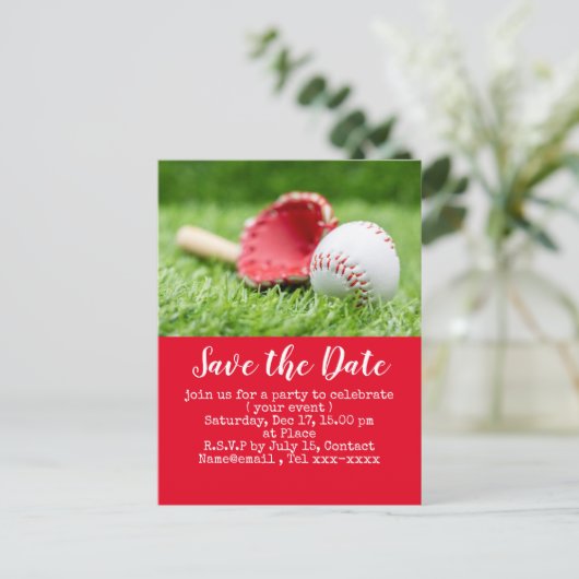 Honkbal save the date voor Honkbalfeest   Briefkaart (Staand voorkant)