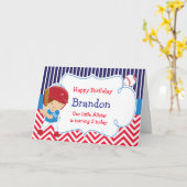 Honkbal Schattige Bruin Haar Jongen Verjaardagsfee Kaart (Gele Bloem)