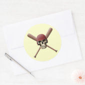 Honkbal schedel & gekruiste vleermuizen ronde sticker (Envelop)