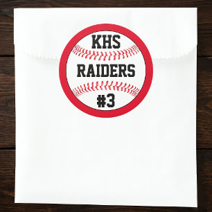 Honkbal School Letters, Teamnaam & Spelernummer Ronde Sticker