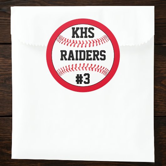 Honkbal School Letters, Teamnaam & Spelernummer Ronde Sticker