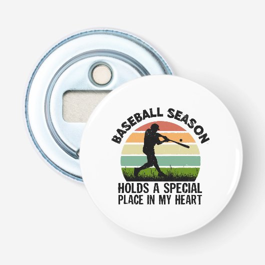honkbal seizoen heeft een speciale plaats in mijn  button flesopener (Voorkant)