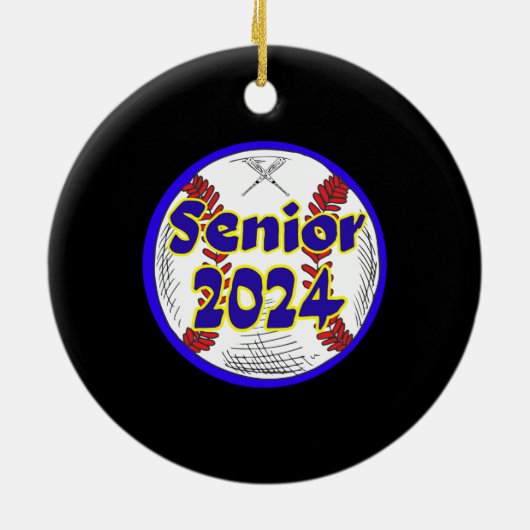 Honkbal Senior Klasse van 2024 Keramisch Ornament (Achterkant)