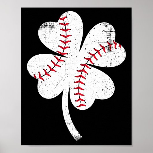 Honkbal Shamrock St Patricks Day Saint Paddys Mann Poster (Voorkant)