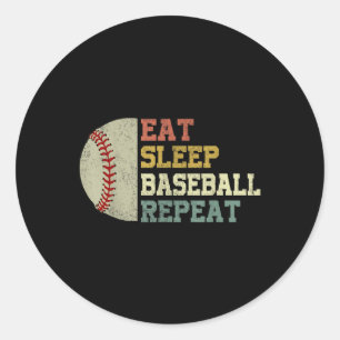 Honkbal-shirt Eat Sleep Baseball Herhaal Grappige Ronde Sticker