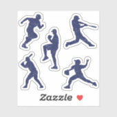 Honkbal silhouetten - donkerblauw sticker (Vel)