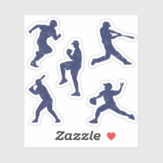 Honkbal silhouetten - donkerblauw sticker (Vel)