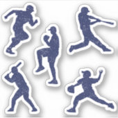 Honkbal silhouetten - donkerblauw sticker (Voorkant)