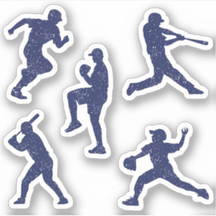 Honkbal silhouetten - donkerblauw sticker