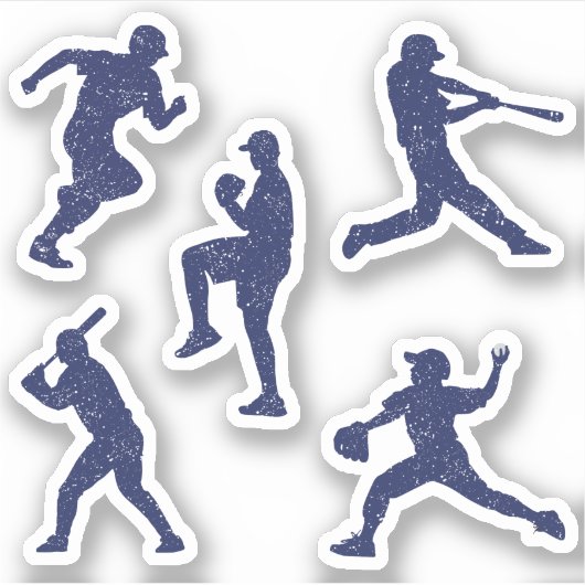 Honkbal silhouetten - donkerblauw sticker (Voorkant)