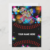 Honkbal skateboard graffiti kleurrijk feest Zwart Kaart (Achterkant)