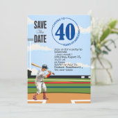 Honkbal sla de datum 40e verjaardagsfeestje op kaart (Staand voorkant)