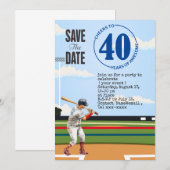 Honkbal sla de datum 40e verjaardagsfeestje op kaart (Voorkant / Achterkant)