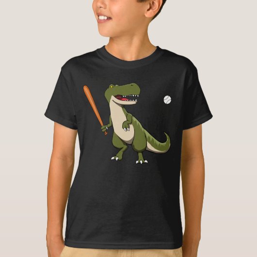 Honkbal slagman dinosaurus T-Rex T-shirt (Voorkant)