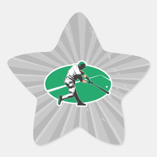honkbal slagman vector illustratie ster sticker (Voorkant)