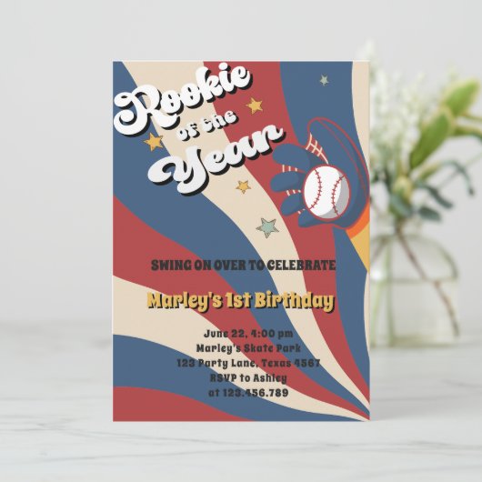 Honkbal sloeber Amerikaanse vlag rokie 1e verjaard Kaart (Staand voorkant)