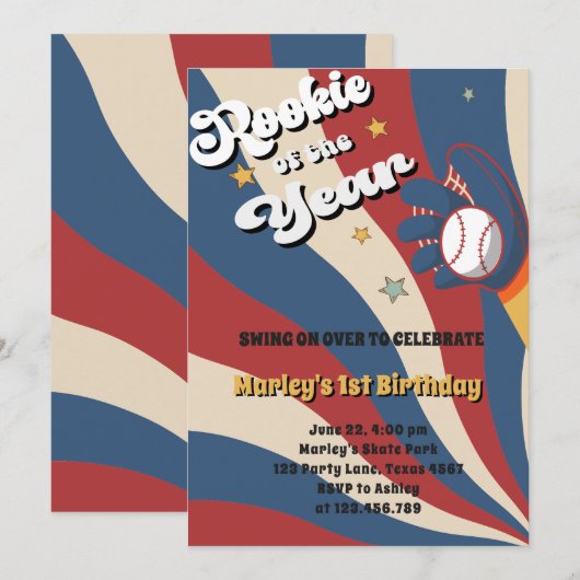 Honkbal sloeber Amerikaanse vlag rokie 1e verjaard Kaart (Voorkant / Achterkant)