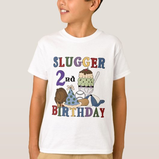 Honkbal Slugger 2e Verjaardag tshirts en geschenke (Voorkant)