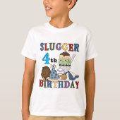 Honkbal Slugger 4e Verjaardag T-shirt (Voorkant)