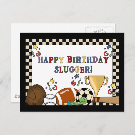 Honkbal Slugger Verjaardagskaarten Briefkaart (Voorkant / Achterkant)