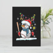 Honkbal Sneeuwman Bal Rendier Kerstverlichting Fu Feestdagenkaart (Staand voorkant)