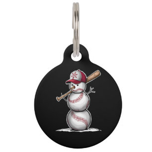 Honkbal Sneeuwman Ballen Sneeuw Kerstmis Xmas Cade Huisdierpenning