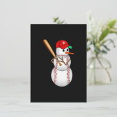 Honkbal Sneeuwman Ballen Sneeuw Kerstmis Xmas Cade Kaart (Staand voorkant)