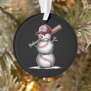 Honkbal Sneeuwman Ballen Sneeuw Kerstmis Xmas Cade Ornament