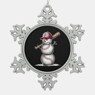 Honkbal Sneeuwman Ballen Sneeuw Kerstmis Xmas Cade Tin Sneeuwvlok Ornament