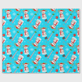 Honkbal Sneeuwman Kerst Viering Patroon Cadeaupapier (Vlak)
