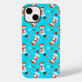 Honkbal Sneeuwman Kerst Viering Patroon Case-Mate iPhone 14 Hoesje
